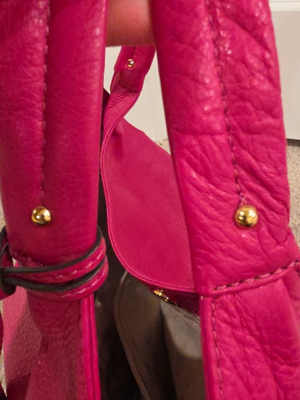 Michael Kors Austin Hobo Pink Pebbled Leather Shoulder Bag with Gold Hardware - Picture 14 of 15